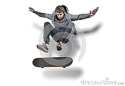 Jumping skateboarder isolated Stock Photo