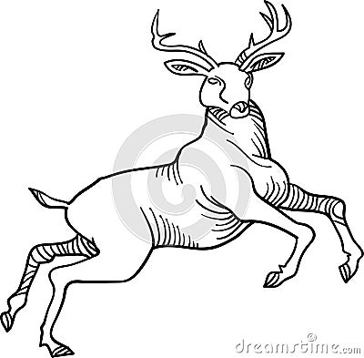 Jumping stag Vector Illustration