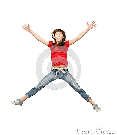 Jumping teenage girl Stock Photo