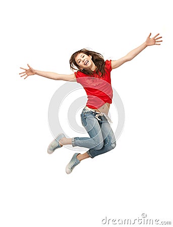 Jumping teenage girl Stock Photo