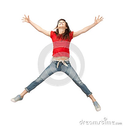 Jumping teenage girl Stock Photo