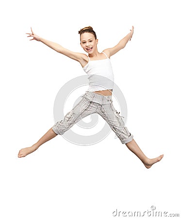 Jumping teenage girl Stock Photo