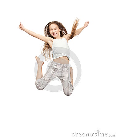 Jumping teenage girl Stock Photo