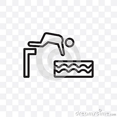 Jumping to the water vector linear icon isolated on transparent background, Jumping to the water transparency concept can be used Vector Illustration