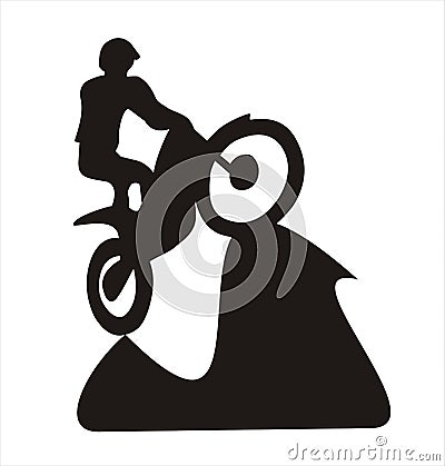 Jumping at a trial motorcycle Cartoon Illustration