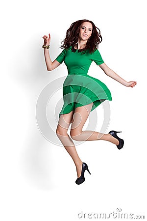 Jumping woman Stock Photo
