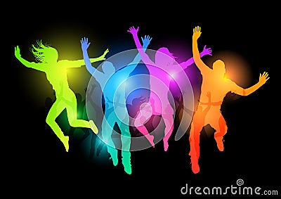 Jumping Young Adults Vector Illustration