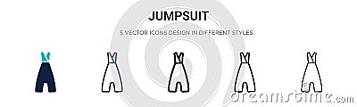 Jumpsuit icon in filled, thin line, outline and stroke style. Vector illustration of two colored and black jumpsuit vector icons Vector Illustration