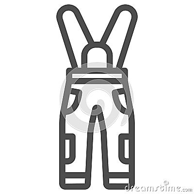 Jumpsuit line icon, World snowboard day concept, Sport pants sign on white background, snowboarding trousers icon in Vector Illustration