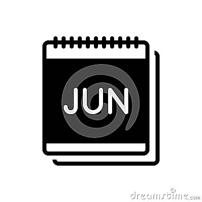 Black solid icon for Jun, month and date Vector Illustration