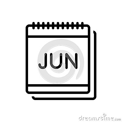 Black line icon for Jun, month and date Stock Photo