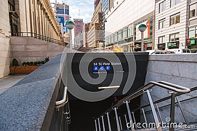 Jun 22, 2017 A new subway entrance just opened at West 33rd Street and Eight Avenue, New York, 2017 Editorial Stock Photo