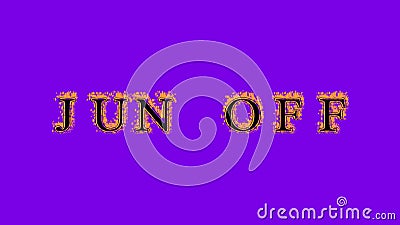 Jun Off fire text effect violet background Stock Photo