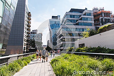 Jun 22, 2-17 Summer tourist are walking on the High Line Park, N Editorial Stock Photo