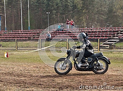 Classic Junak motorcycle speed test Editorial Stock Photo