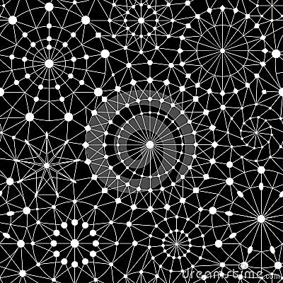 STARRY SKY SEAMLESS VECTOR PATTERN. ASTRONOMY GEOMETRIC TEXTURE Vector Illustration