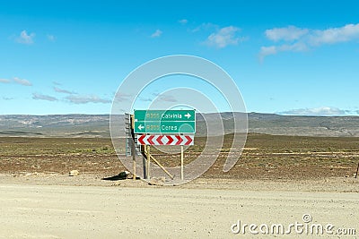 Roads P2250 and R355 junction in Tankwa Karoo Stock Photo