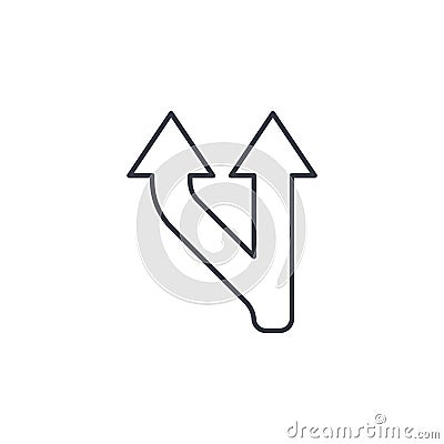 Junction, Separation, two ways thin line icon. Linear vector symbol Vector Illustration