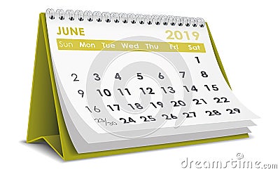 June 2019 calendar Vector Illustration