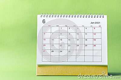 June Calendar 2021 Stock Photo