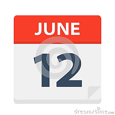 June 12 - Calendar Icon Stock Photo