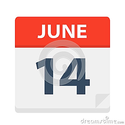 June 14 - Calendar Icon Stock Photo