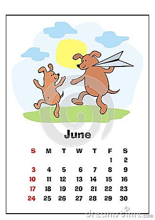 June 2018 calendar Vector Illustration