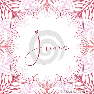 June calligraphy icon. Typographic print design. Calligraphic printable vector Vector Illustration