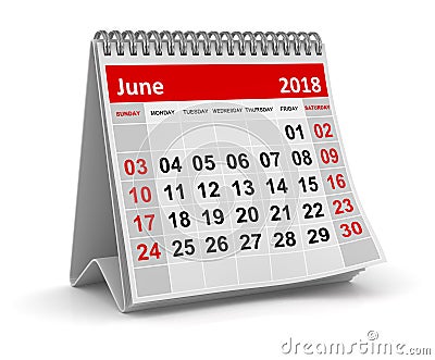 June 2018 - Calendar Stock Photo