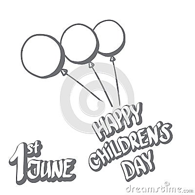 1 june international childrens day icon or label isolated on white background. happy Children day greeting card. kids Vector Illustration