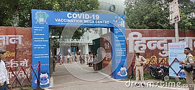 10 June 2021 Kanpur, Uttarpradesh, India. Mega covid-19Corona Virus Vaccination center green park kanpur Editorial Stock Photo