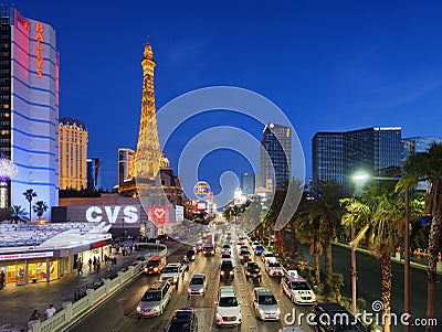 June 01, 2016 Las Vegas strip at dusk in Nevada, Las Vegas, USA Editorial Stock Photo