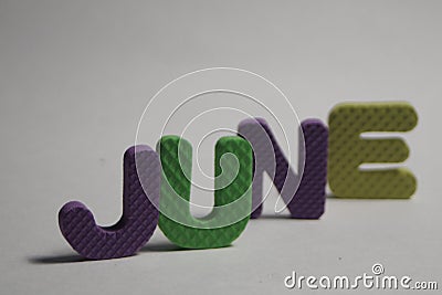 June letters on wite background Stock Photo