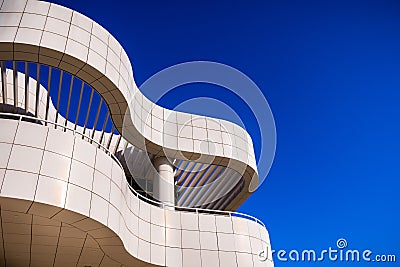 June 8, 2018 Los Angeles / CA / USA - Architectural detail of one of the buildings at the Getty Center designed by Richard Meier Editorial Stock Photo