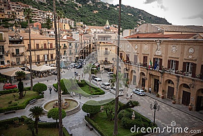 June 15, 2023 - The Main Square Of Monreale, In The South Of Italy, Near Palermo, Taken From The Roof Of The Cathedral of Monreale Editorial Stock Photo