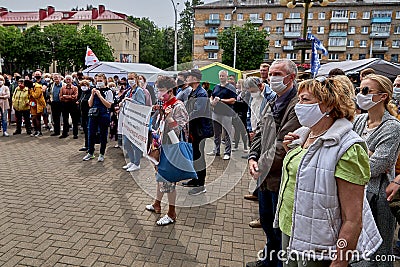 June 7 2020 Minsk Belarusian people walk down the street Editorial Stock Photo