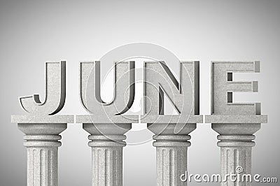 June month sign on a classic columns Stock Photo