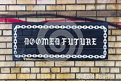 JUNE 3, 2018 - New York, New York - Street Art Gallery from the Bushwick Collective - DOOMED FUTURE Editorial Stock Photo