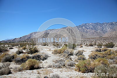 June 6, 2021, Palm Springs California USA: Desert X installationINDIAN LAND erected in North Palm Springs. The piece, titled Editorial Stock Photo