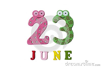 June 23rd. Image 23 of June on a white background. Stock Photo