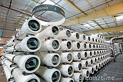 June 20, 2019 San Jose / CA / USA - Reverse Osmosis equipment at the Silicon Valley Advanced Water Purification Center located in Editorial Stock Photo