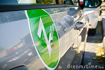 June 16, 2018 San Jose / CA / USA - Zipcar logo on one of the company`s rental cars; south San Francisco bay area Editorial Stock Photo