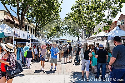 June 2, 2019 Sunnyvale / CA / USA - People participating at the Art, Wine & Music Festival in downtown Sunnyvale, South San Editorial Stock Photo