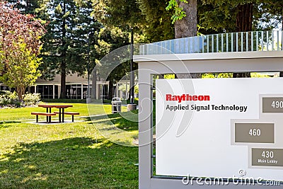 June 1, 2019 Sunnyvale / CA / USA - Raytheon Applied Signal Technology AST offices in Silicon Valley, South San Francisco bay Editorial Stock Photo