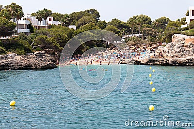 June 16th, 2017, Cala Egos, Mallorca, Spain - view of the beach and its surroundings Editorial Stock Photo