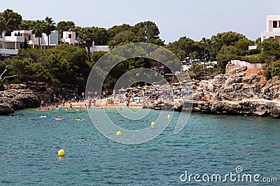 June 16th, 2017, Cala Egos, Mallorca, Spain - view of the beach and its surroundings Editorial Stock Photo