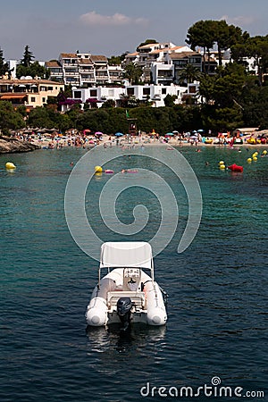 June 16th, 2017, Cala Ferrera, Mallorca, Spain - boat parked Editorial Stock Photo