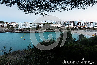 June 16th, 2017, Felanitx, Spain - view of Cala Marcal beach at sunset without any people Editorial Stock Photo