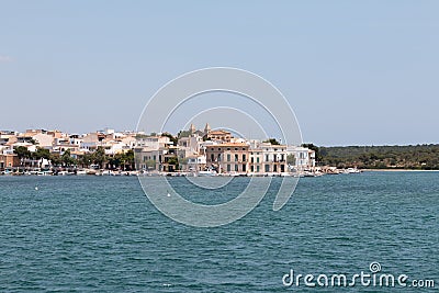 June 16th, 2017, Porto Colom, Spain - view of the Porto Colom Harbor and old town Editorial Stock Photo