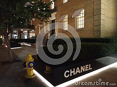 June 30th 2023 Toronto Ontario Canada The Chanel store located in Yorkville downtown at night Editorial Stock Photo